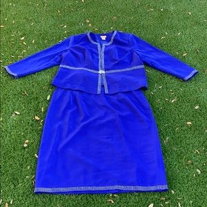 Midnight Velvet blue rhinestone skirt suit, 24W